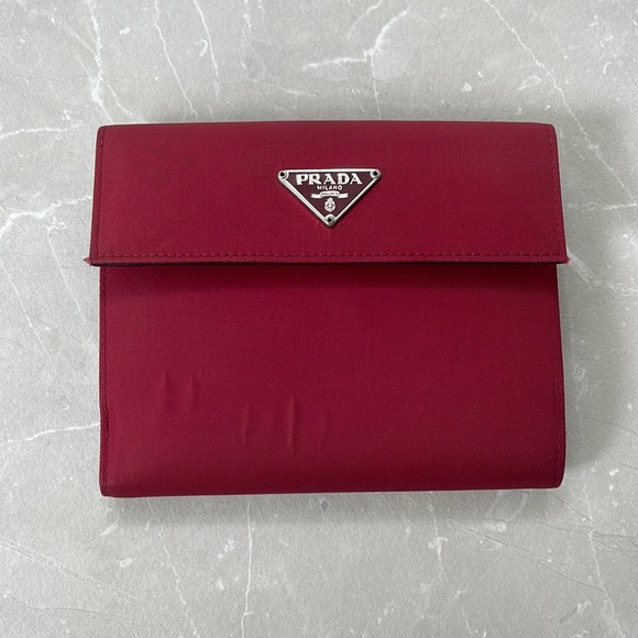 Prada Handbags - Prada RARE Red Nylon Logo Oversized Trifold Wallet